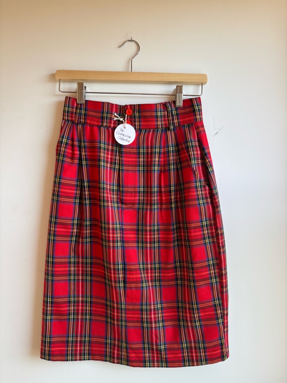Caramel Red Tartan Midi Skirt